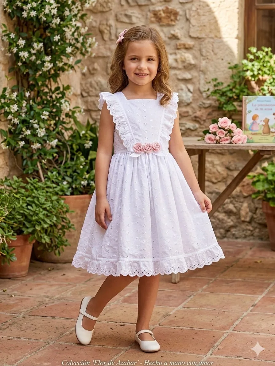 Flor de azahar - vestido de ceremonia para niña hecho a mano Maruchy Canarias