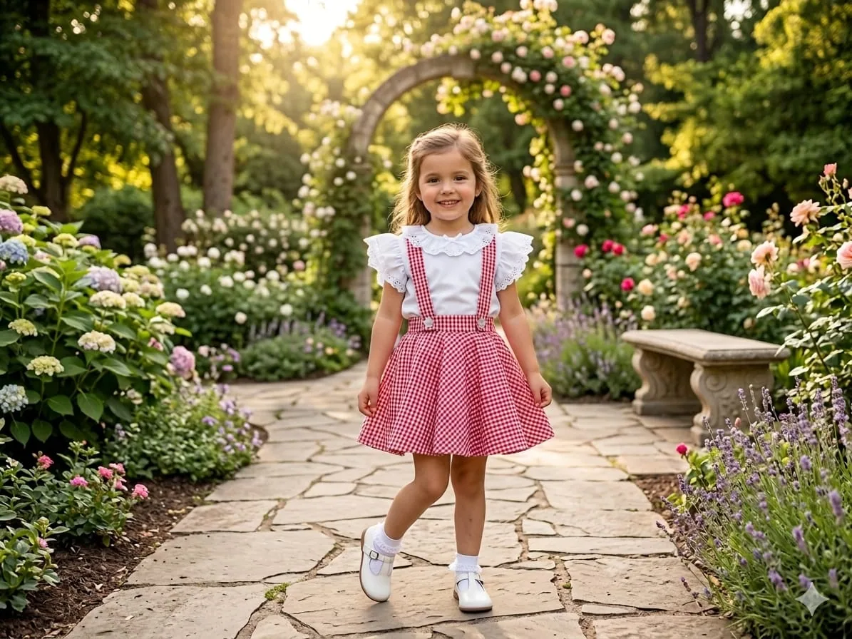 Vichy rojo - vestido de ceremonia para niña hecho a mano Maruchy Canarias