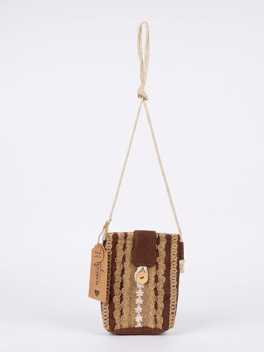 Bandolera rayas marrón y crudo - bolso artesanal hecho a mano Maruchy Canarias