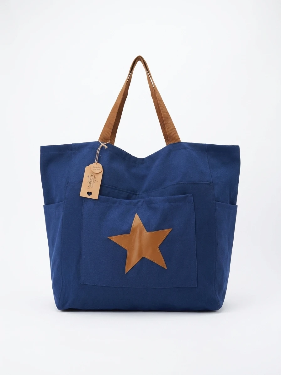 Tote azul marino estrella - bolso artesanal hecho a mano Maruchy Canarias