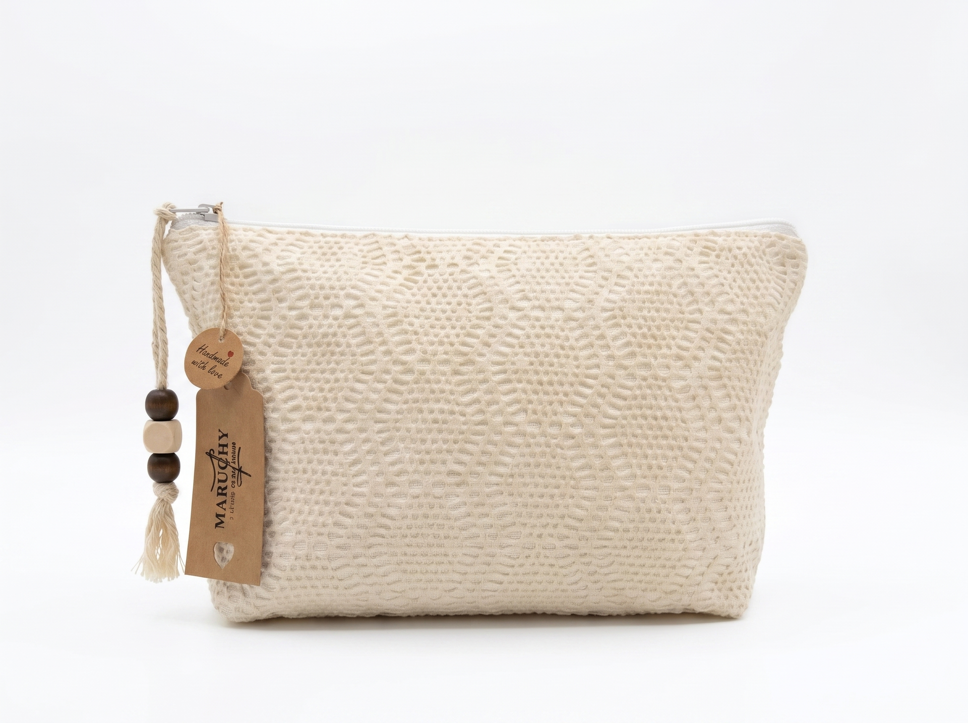 Neceser textura crudo panal - bolso artesanal hecho a mano Maruchy Canarias